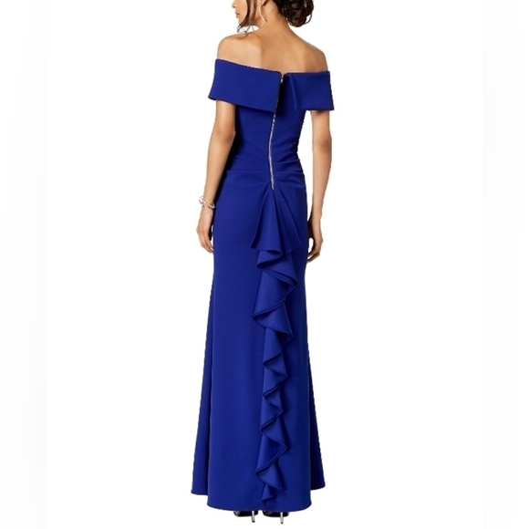 Betsy & Adam Off-the-Shoulder Scuba Mermaid Gown  Dress - Women's - Picture 4 of 13